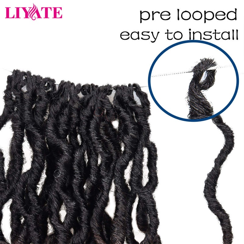 Liyate 14 Inch Goddess Faux locs Crochet Hair 6 Packs/Lot Soft Gypsy Locs Wavy Crochet Braids Dreadlocks 3 Tone Curly Wavy Twist Braiding Hair Extensions African Roots Braidï¼ˆ#1B/4/30) - Image 3